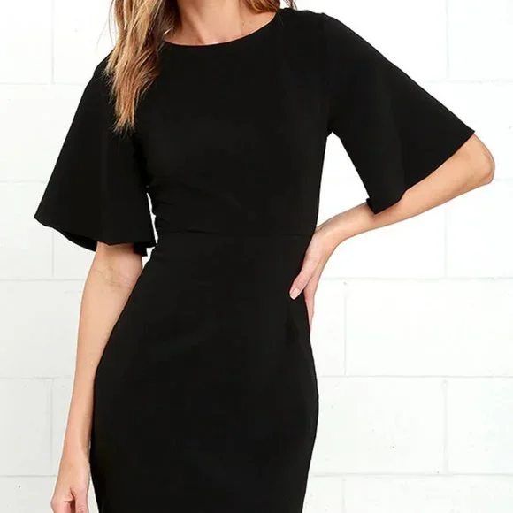 Lulus | Dresses | Business Lunch Black Midi Dress | Poshmark